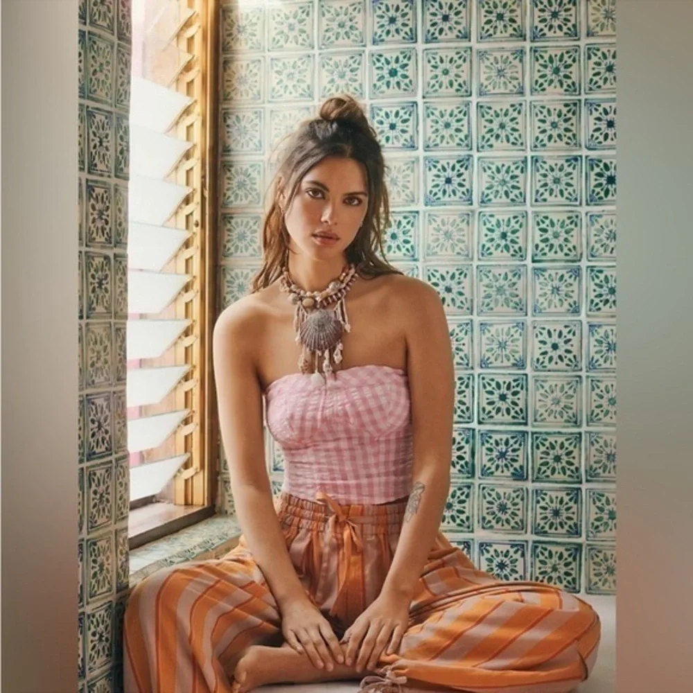 NWOT Free People Leilani Gingham Tube Top